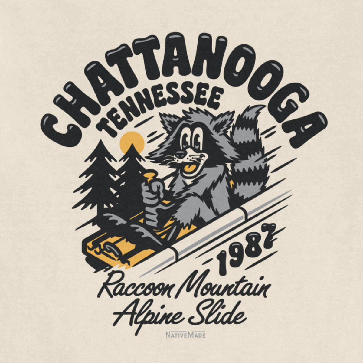 Montaña mapache. Camiseta Alpine Slide