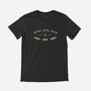 Black NativeMade t-shirt featuring Drink Local Beer. Chattanooga, Tenn