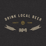 closeup of Black NativeMade long sleeve featuring Drink Local Beer. Chattanooga, Tenn