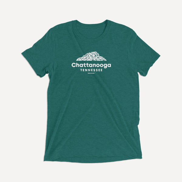 Chattanooga Snapchat Tee featuring an abstract version of Lookout Mountain in Heather Teal