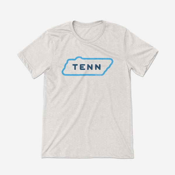 Super lightweight White Fleck Triblend tee is inspired by vintage Tennessee license plates from the 50s and 60s.